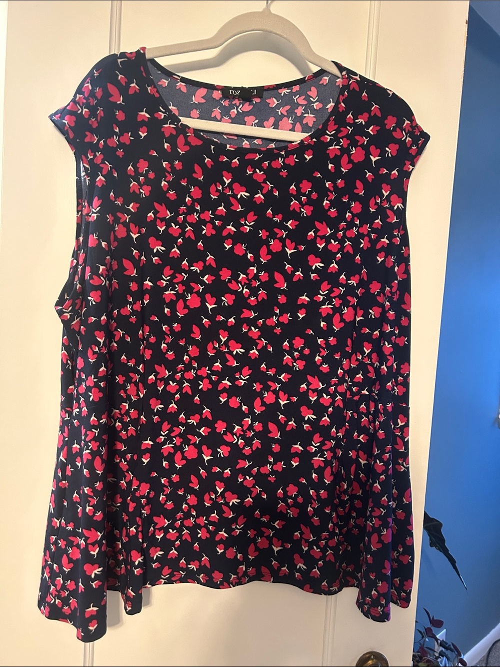 Rob and Ali Navy Blue Tank Top with Pink Floral Print